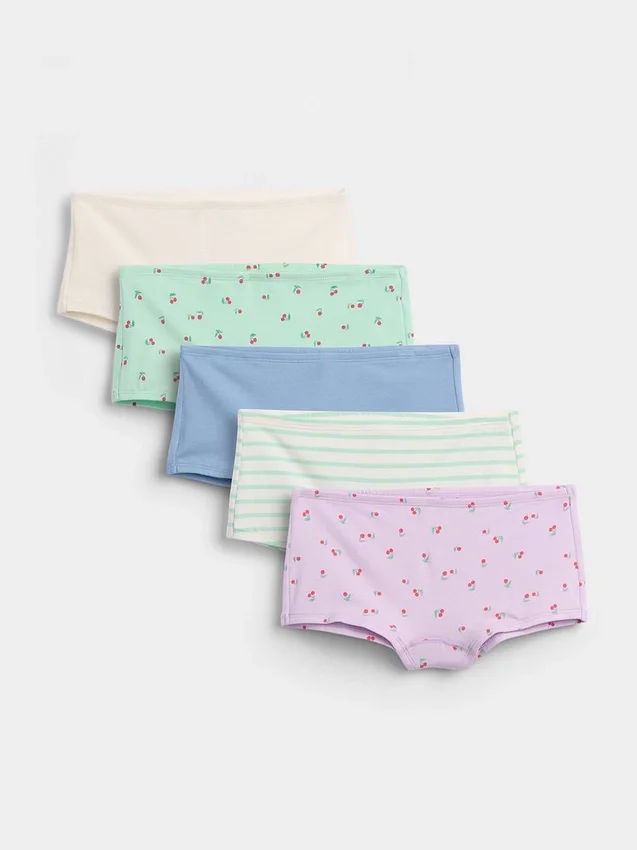 Slip hipster in cotone biologico elasticizzato per bambini (confezione da 5)