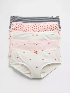 Slip hipster in cotone biologico elasticizzato per bambini (confezione da 5)