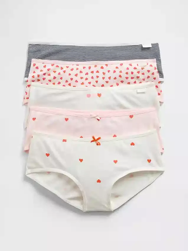 Slip hipster in cotone biologico elasticizzato per bambini (confezione da 5)