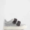 Sneakers con pelliccia vegana glitterata per bambini piccoli