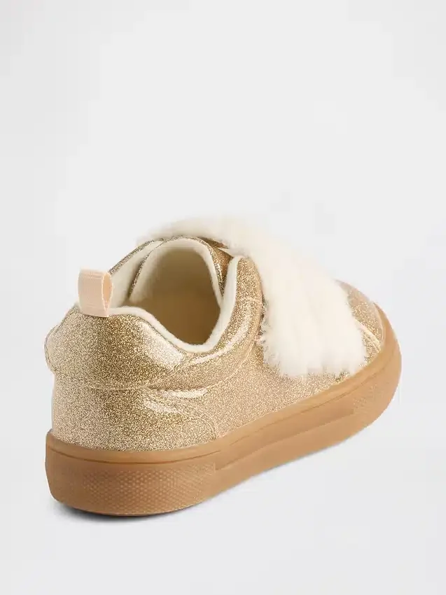 Sneakers con pelliccia vegana glitterata per bambini piccoli