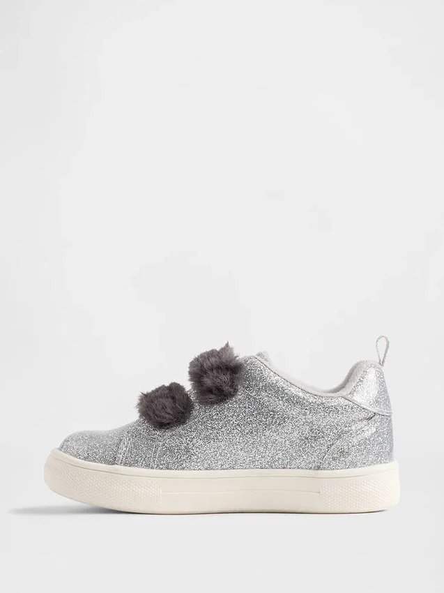 Sneakers con pelliccia vegana glitterata per bambini piccoli