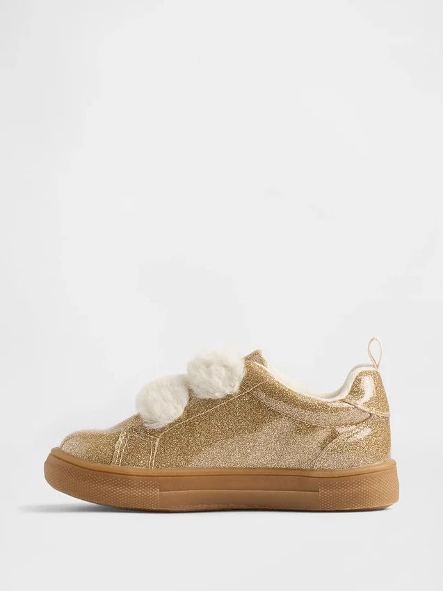 Sneakers con pelliccia vegana glitterata per bambini piccoli