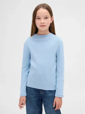 T-shirt a collo alto a costine per bambini