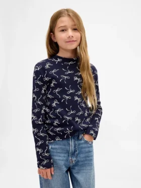 T-shirt a collo alto a costine per bambini