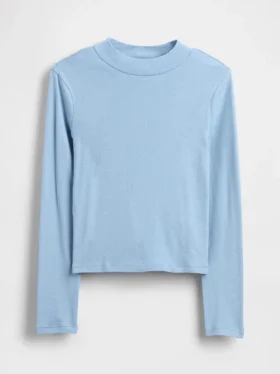 T-shirt a collo alto a costine per bambini