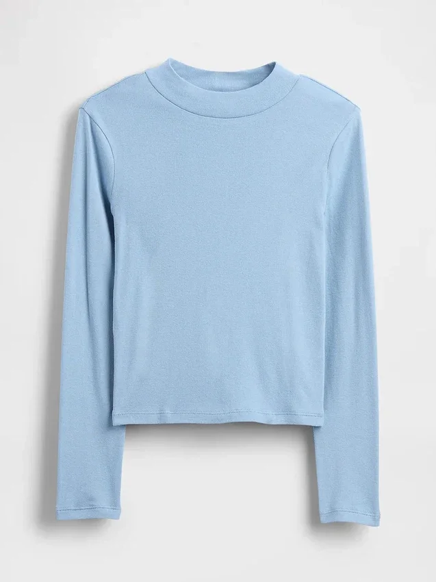 T-shirt a collo alto a costine per bambini