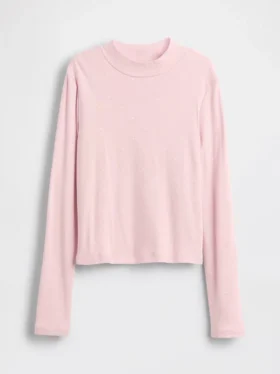 T-shirt a collo alto a costine per bambini