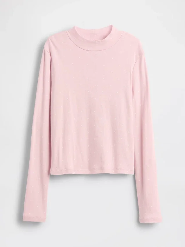 T-shirt a collo alto a costine per bambini