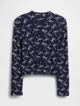 T-shirt a collo alto a costine per bambini