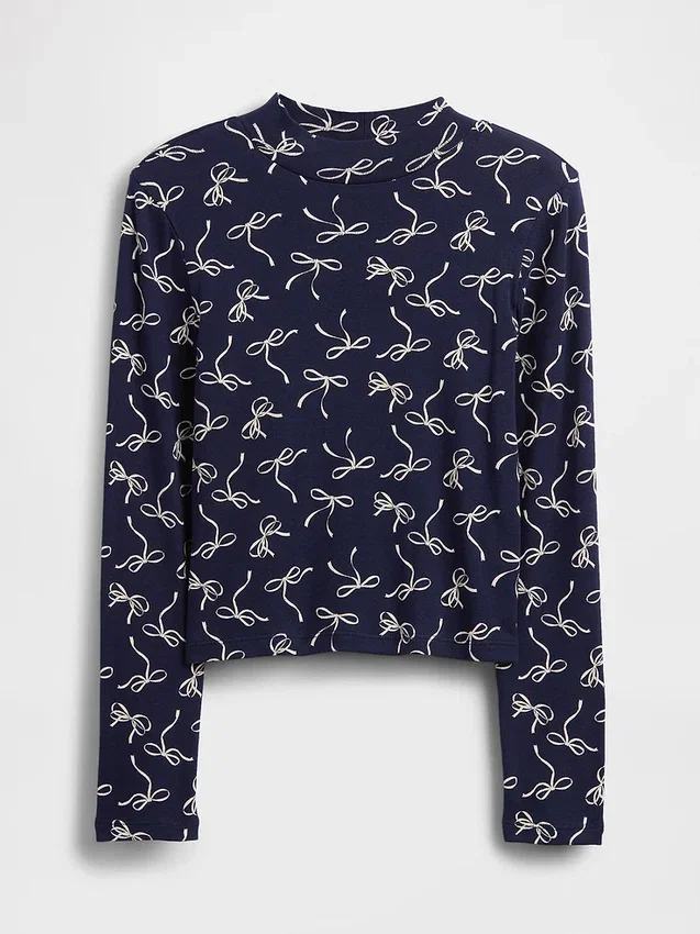 T-shirt a collo alto a costine per bambini