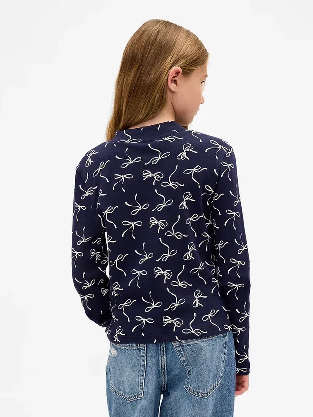 T-shirt a collo alto a costine per bambini