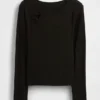 T-shirt a costine con fiocco per bambini
