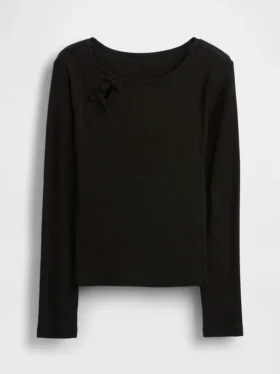 T-shirt a costine con fiocco per bambini