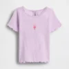 T-shirt a costine con ricamo gelato per neonato & bebè