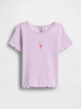 T-shirt a costine con ricamo gelato per neonato & bebè