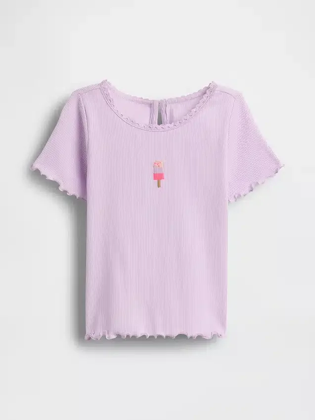 T-shirt a costine con ricamo gelato per neonato & bebè