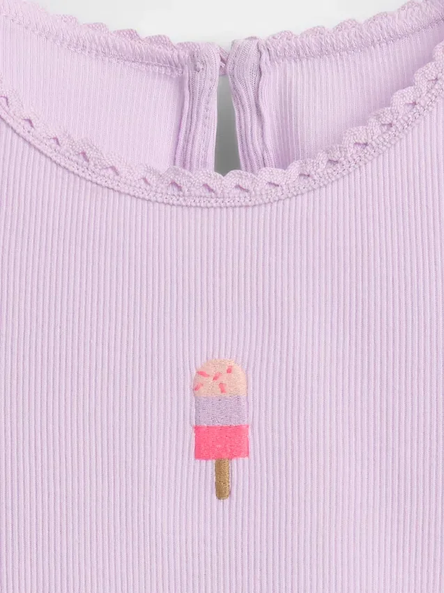 T-shirt a costine con ricamo gelato per neonato & bebè