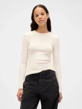 T-shirt a costine pointelle