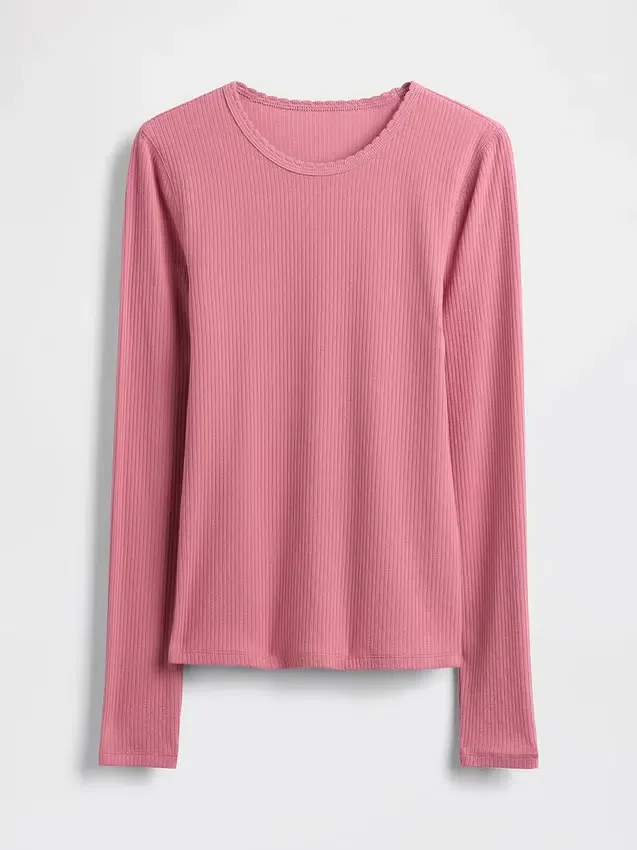 T-shirt a costine pointelle