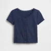 T-shirt a costine pointelle con bottoni sul davanti per bambini