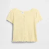 T-shirt a costine pointelle con bottoni sul davanti per bambini