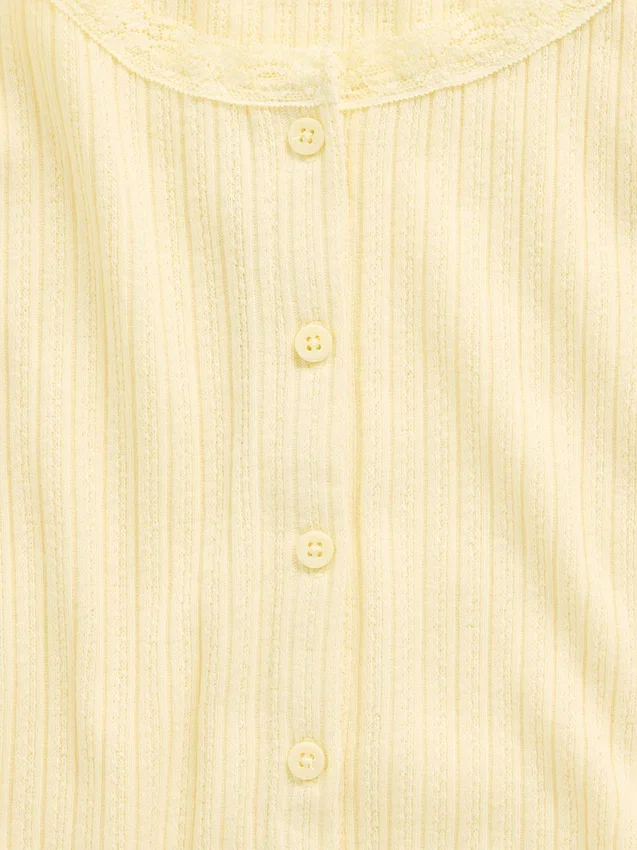 T-shirt a costine pointelle con bottoni sul davanti per bambini