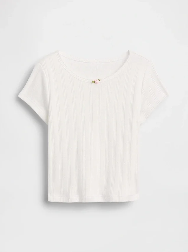 T-shirt a costine pointelle per neonato & bebè