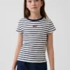 T-shirt a costine ricamata per bambini