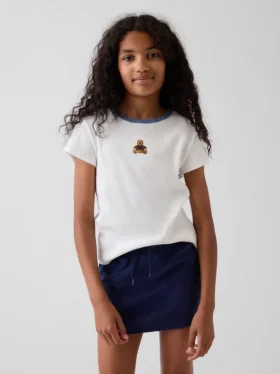 T-shirt a costine ricamata per bambini