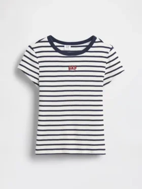T-shirt a costine ricamata per bambini