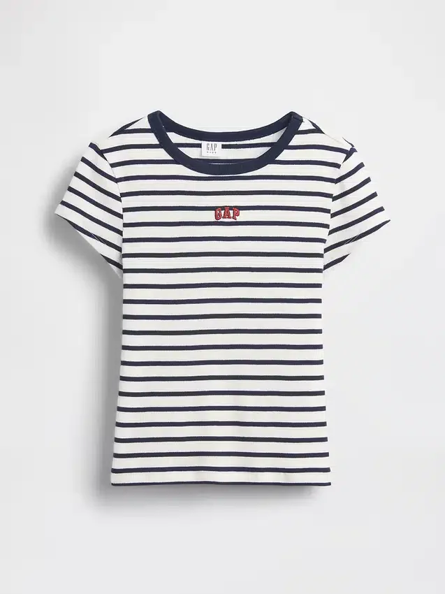 T-shirt a costine ricamata per bambini