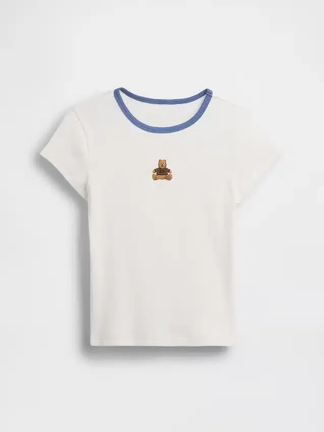 T-shirt a costine ricamata per bambini