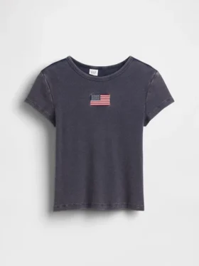 T-shirt a costine ricamata per bambini