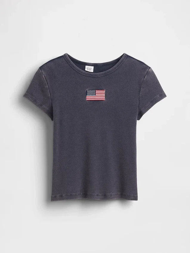 T-shirt a costine ricamata per bambini