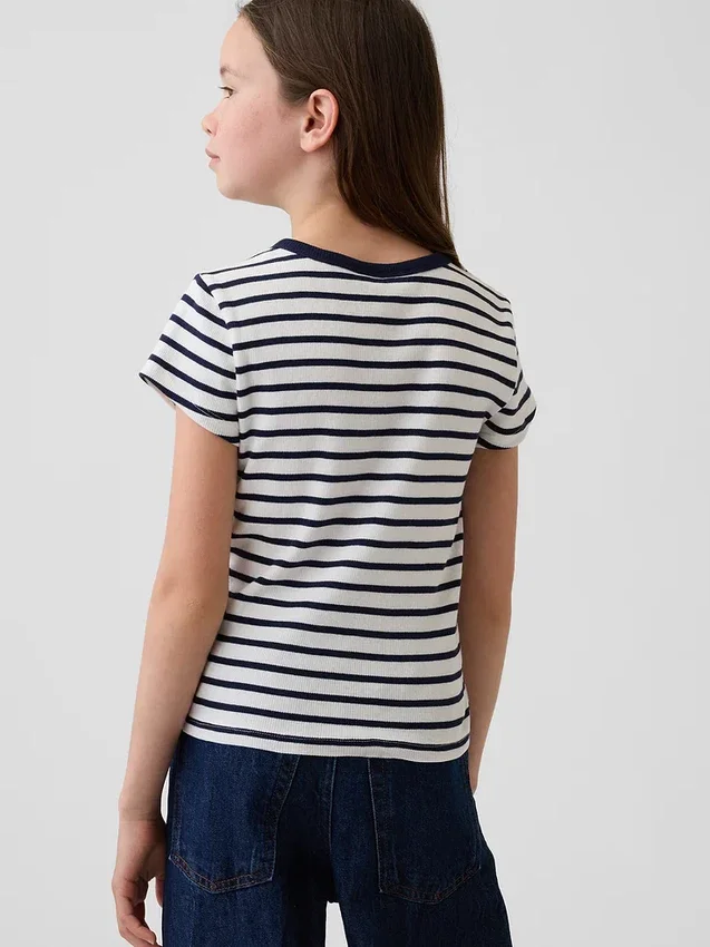 T-shirt a costine ricamata per bambini