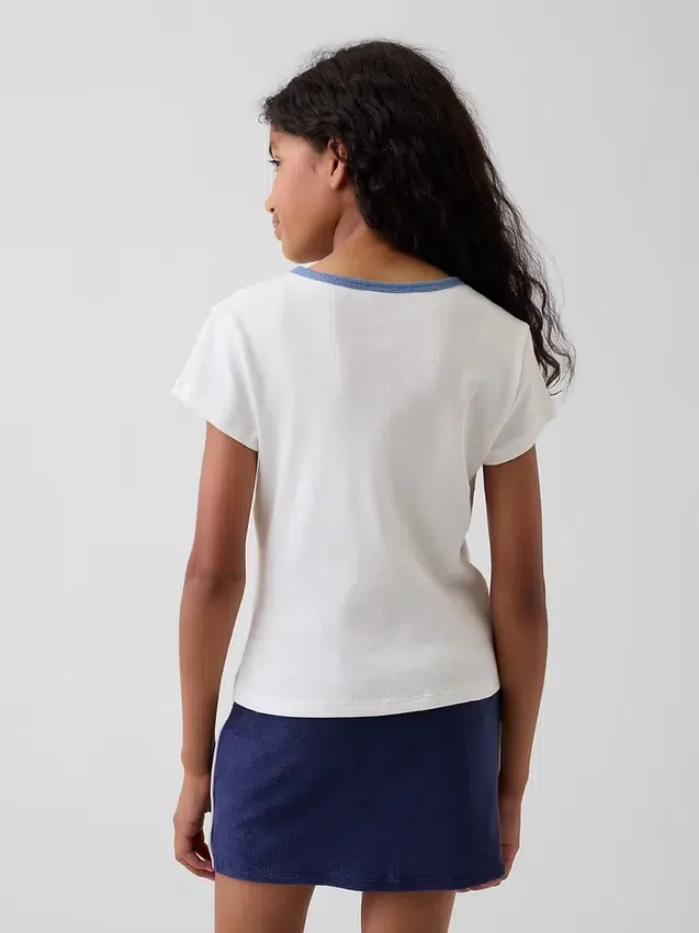 T-shirt a costine ricamata per bambini