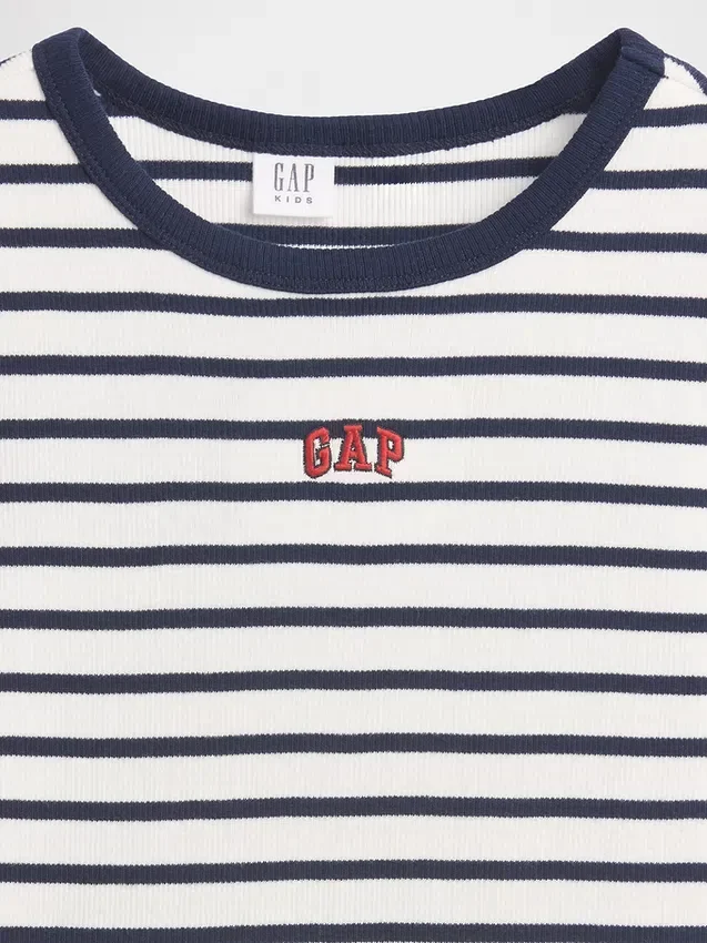 T-shirt a costine ricamata per bambini
