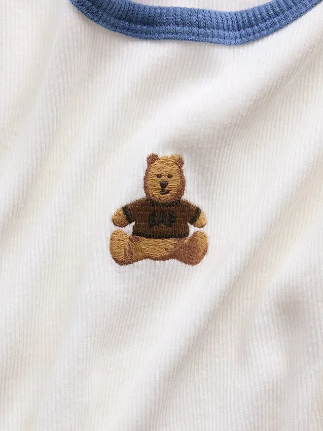 T-shirt a costine ricamata per bambini