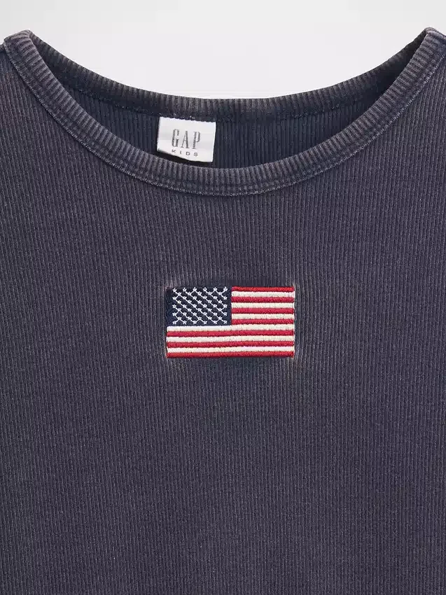 T-shirt a costine ricamata per bambini