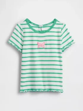 T-shirt a costine ricamata per neonato & bebè