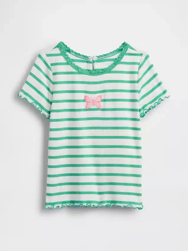 T-shirt a costine ricamata per neonato & bebè
