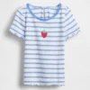 T-shirt a costine ricamata per neonato & bebè