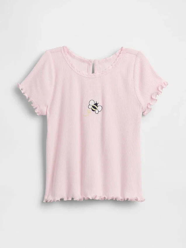 T-shirt a costine ricamata per neonato & bebè