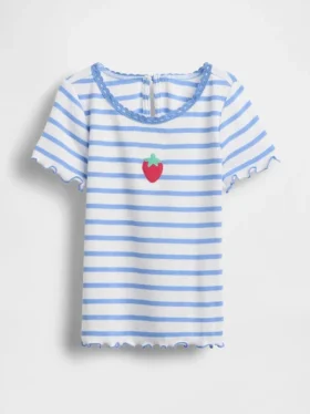 T-shirt a costine ricamata per neonato & bebè