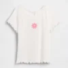 T-shirt a costine ricamata per neonato & bebè
