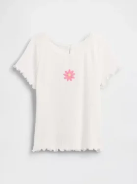 T-shirt a costine ricamata per neonato & bebè
