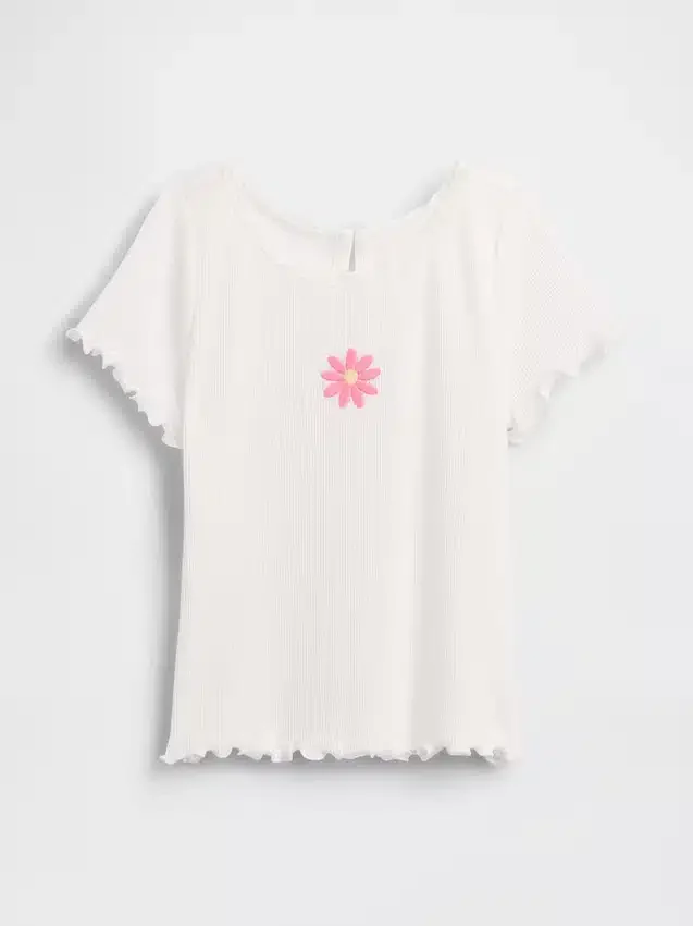 T-shirt a costine ricamata per neonato & bebè