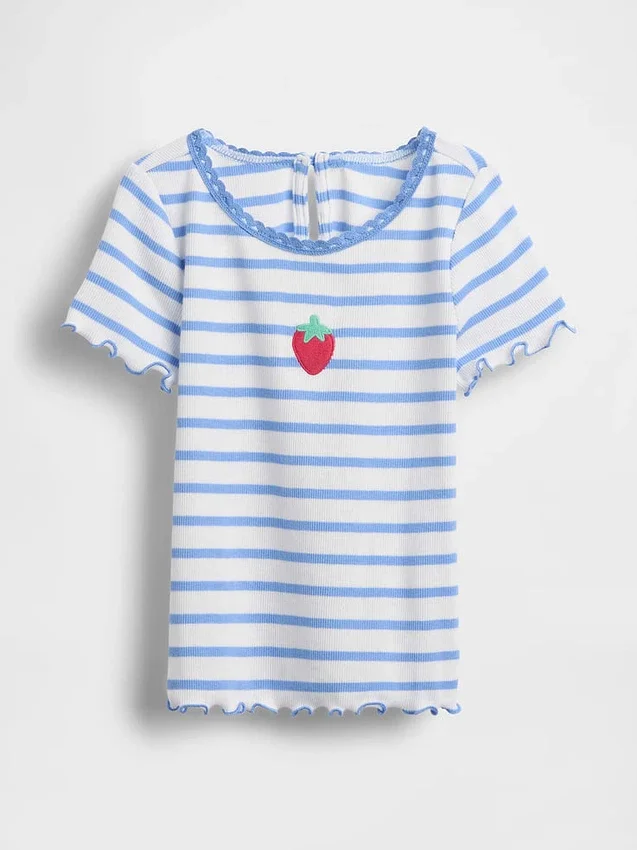T-shirt a costine ricamata per neonato & bebè