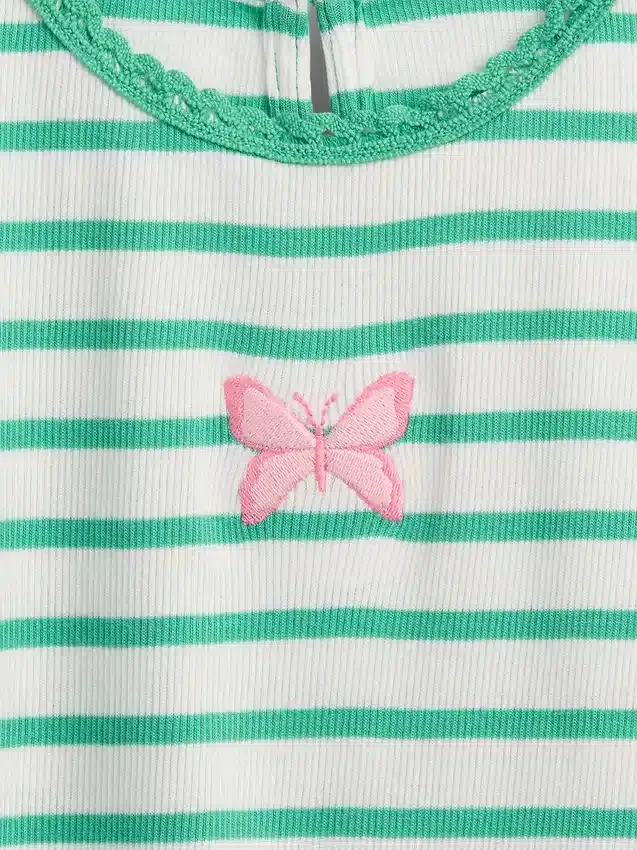 T-shirt a costine ricamata per neonato & bebè